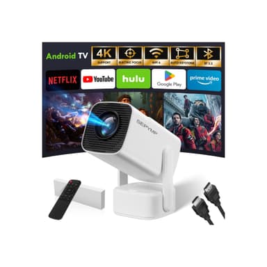 Mini Projector 2025 Upgraded with 4K & 1080P, Portable Video Projector for Bedroom & Outdoor , Android 13 with WiFi 6 & Bluetooth 5.2, Built-in Netflix, Compatible with iPhone/TV Stick
