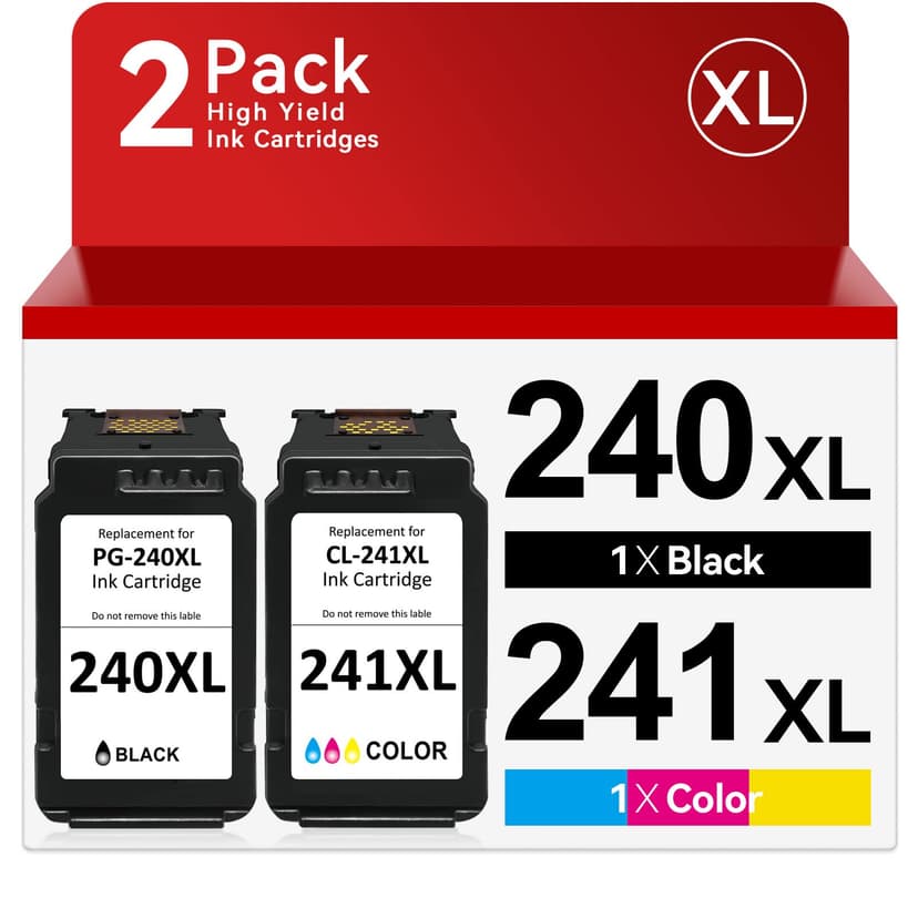PG-240 XL/CL-241 XL Ink Cartridges Compatible for Canon 240XL 241XL Combo Pack for Canon PIXMA MG3620 MG3600 MG3520 TS5120 MG2120 MX472 MX452 MX512 MX532 Printer (1 Black,1 Color)