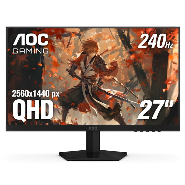 AOC Gaming Q27G41ZE 27 inch QHD IPS Gaming Monitor 2560x1440, 240Hz, Overclock 260Hz, 0.3ms MPRT, 3-Sided Frameless, 1 x HDMI 2.0, 1 x Display Port, G-Sync Compatible, HDR, 3-Year Zero-Bright-Dot