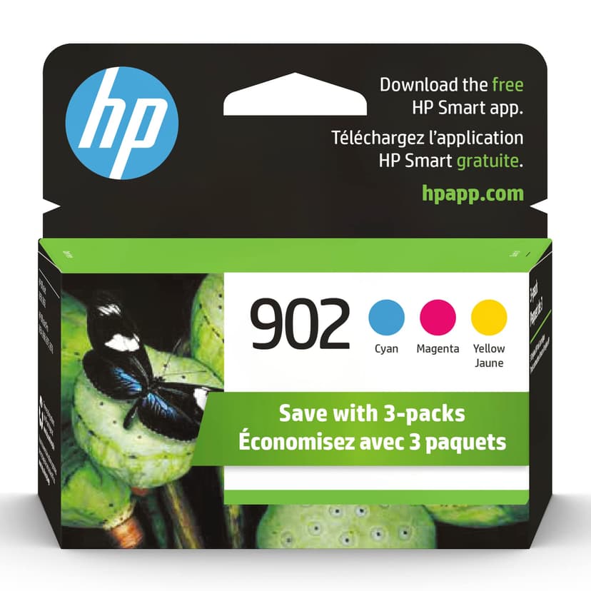 HP 902 Cyan, Magenta, Yellow Ink Cartridges Printers | Works with Printer Series: OfficeJet 6950, 6960; OfficeJet Pro 6960, 6970 | Eligible for Instant Ink | T0A38AN