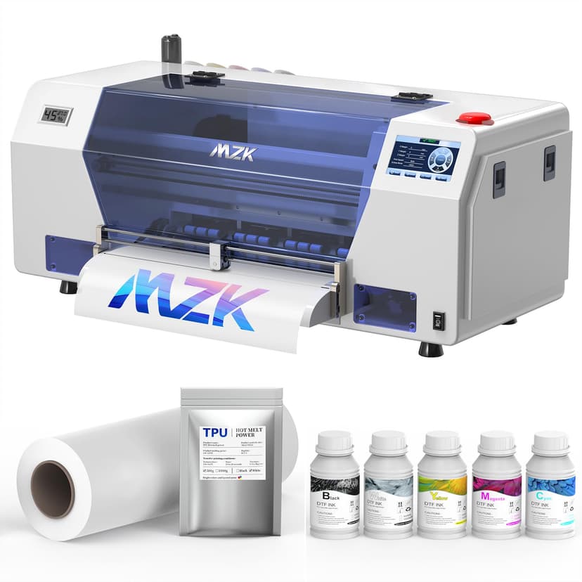 MZK A3 Plus XP600 DTF Printer,Automatic Time Cleaning Maintenance printhead+Ink Anti-Clog Design,2X-Speed Compared to L1800,5" LED Multi-Function Display,Film Cutter,Gift Ink 2 Years
