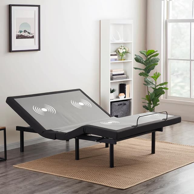 Nestl Adjustable Bed Frame, Zero Clearance Adjustable Massage Bed Frame, Adjustable Bed Base Head & Foot Massage, Wireless Remote Fast & Easy Assembly, USB Ports, LED Light, Cal King Size Bed Frame