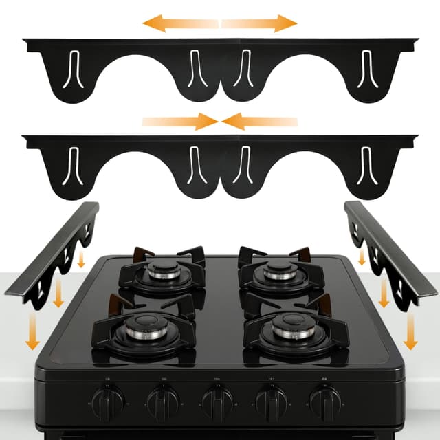 Linda’s Essentials Stainless Steel Stove Gap Covers (2 Pack) Adjustable Length 13.8" to 27.5" Stove Gap Covers Stainless Steel, Steel Adjustable Stove Gap Covers, Counter, Oven & Stove Gap Filler