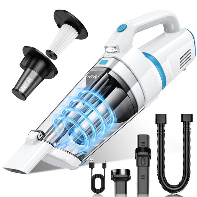 AHNR Handheld Vacuum Cordless, 16000PA Powerful Suction Hand Held Vacuum Dust Busters Cordless Rechargeable with LED Light & 2 HEPA Filters, Portable Car Vacuum Cleaner High Power for Car Home Office