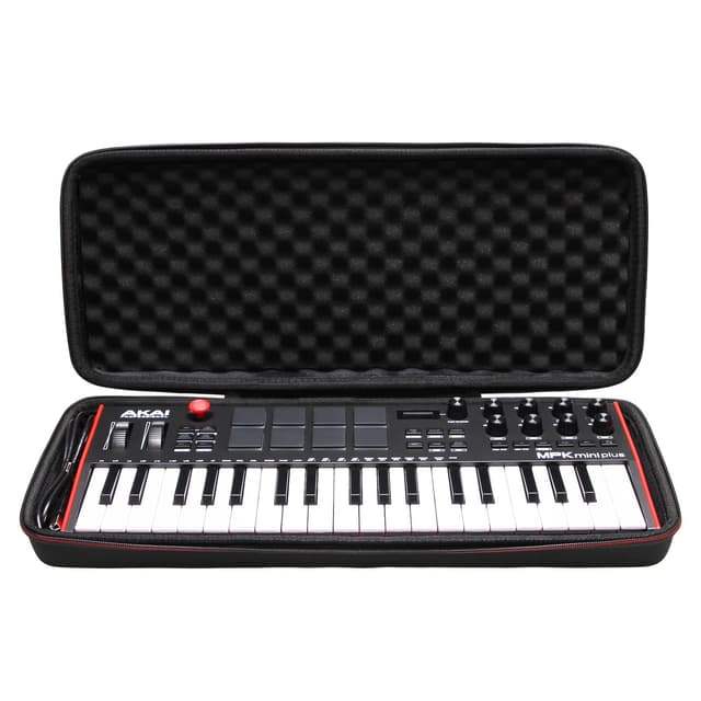 LTGEM Hard Travel Case for Akai Professional MPK Mini Plus USB MIDI Keyboard Controller with 37 Mini Keys - Protective Carrying Storage Bag (Black+Black)
