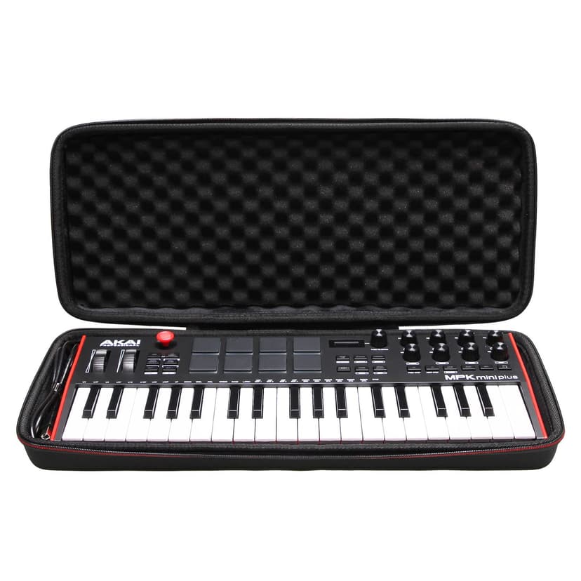 LTGEM Hard Travel Case for Akai Professional MPK Mini Plus USB MIDI Keyboard Controller with 37 Mini Keys - Protective Carrying Storage Bag (Black+Black)