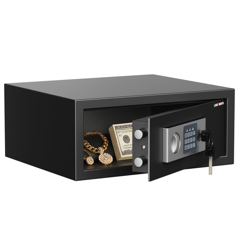 Locksworth Safe for Home, 0.7 Cubic Feet Safety Box, Lock Box for Money, Jewelry, Documents and Guns, Digital Security Safe for Office, Hotel and Personal Use, 16.9"W x 14.6"D x 7"H