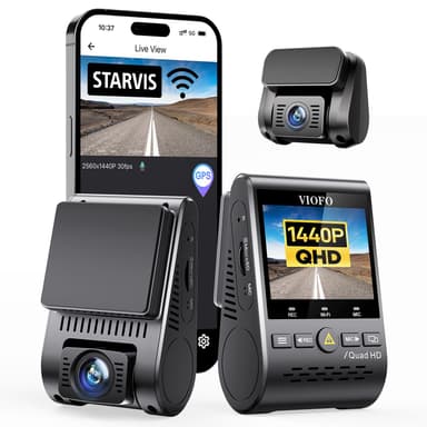 VIOFO Dual Dash Cam, 2K 1440P 60fps+1080P 30fps Front and Rear Dash Camera with Wi-Fi GPS, Parking Mode, Emergency Recording, Super Capacitor, Motion Detection (A129 Plus Duo)