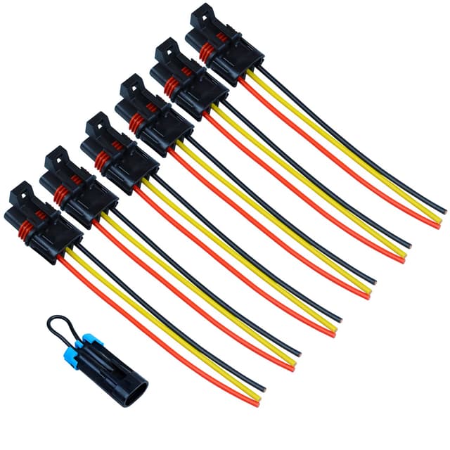 Pulse Power Plug Pigtail Connector Pulse Bar Connectors with Seat Belt Bypass Compatible with Polaris 18-24 Ranger XP 1000 RZR RS1 Pro Wire Plug Black Yellow Red 6 Pack 14awg