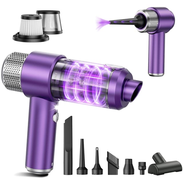 EYYA Handheld Car Vacuum Cleaner Cordless, 15000PA High Power Vacuum & Air Duster, 4-in-1 Portable Mini Vacuum with LED Light, Hand Held Vacuum Cleaner for Car Home Office