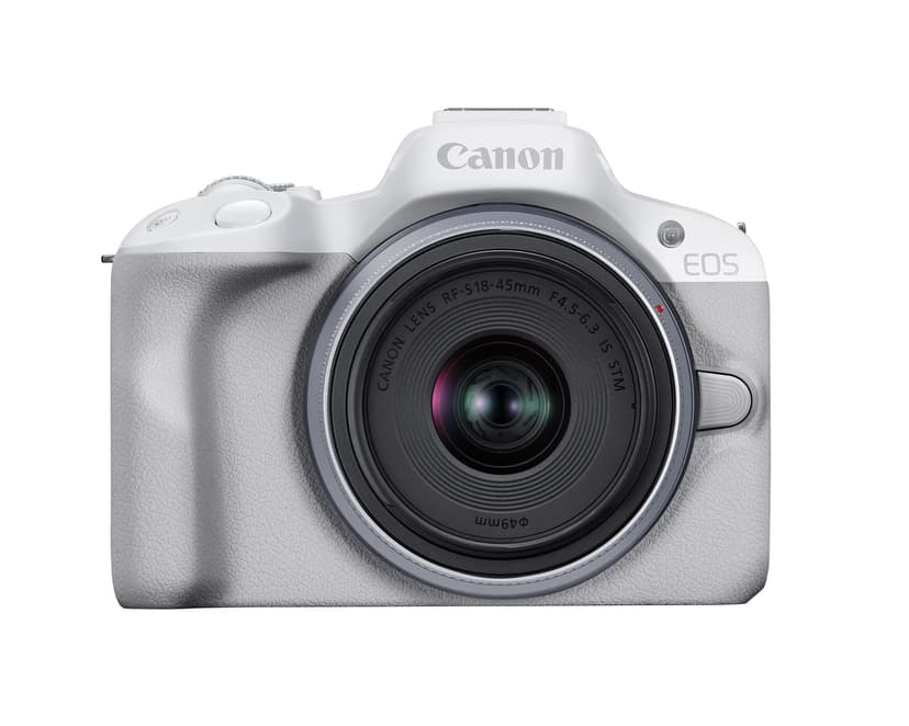 Canon EOS R50 Mirrorless Camera RF-S18-45mm F4.5-6.3 is STM Lens Kit, 24.2 Megapixel CMOS (APS-C) Sensor, 4K Video, Hybrid Camera, Photo and Video, Vlogging, Content Creator, RF Mount, White