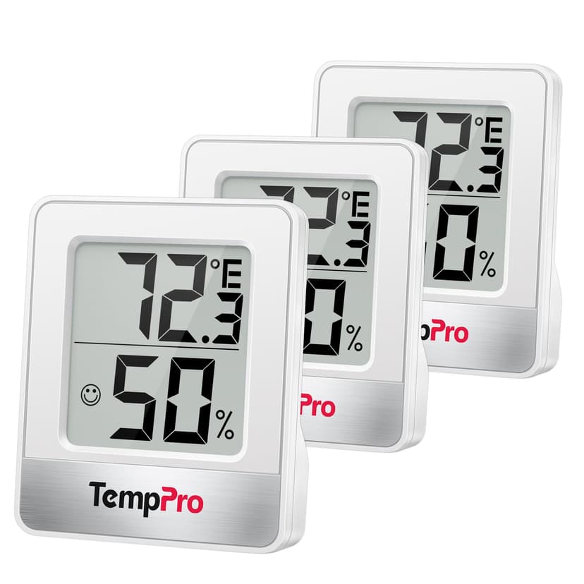 TempPro TP49 3 Pieces Digital Hygrometer Indoor Thermometer Humidity Meter Mini Hygrometer with Temperature and Humidity Monitor Outdoor and Room Thermometer Weather Station (Previously ThermoPro)