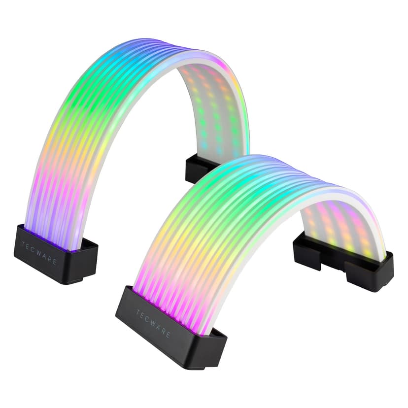 TECWARE Flex RGB Cable Cover Kit | Compatible with 24-Pin Motherboard and 8-Pin/16-Pin GPU | ARGB PSU Cable Extension with 5V 3-Pin Sync | RGB Lighting Kit for PC Cables | Black