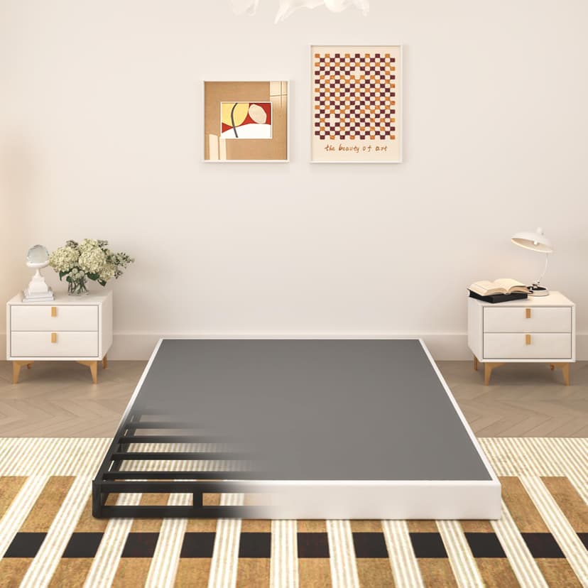 TROZULER 5 Inch Box Spring for Queen Bed, Heavy Duty Metal Mattress Foundation, 3000 lbs Capacity, Low Profile, Noise-Free, Easy Assembly with Fabric Cover