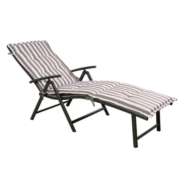 Kozyard Cozy Aluminum Reclining Lounge Chair - Perfect for Beach, Yard, Pool, and Patio Outdoor Chaise Lounge with Drink Holder, Weather Free Adjustable Assemble Free Beige Strip