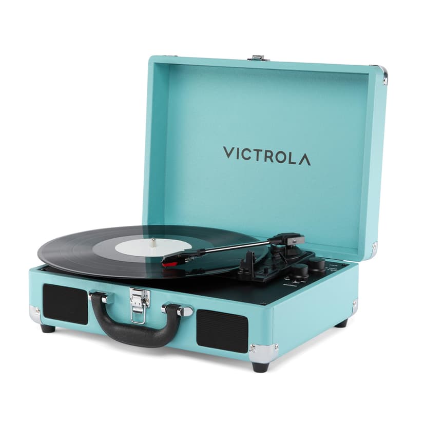 Victrola Journey II (2025 Model) – Bluetooth Suitcase Record Player – Built-in Stereo Speakers with Enhanced Bass, 3-Speed Turntable, Bluetooth Input and Output, RCA & Headphone Outputs (Turquoise)