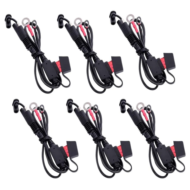 TOPDC 22" 10A Fused Ring Terminal 6 PCS Harness Quick Connect Extention Cord for Battery Charger/Maintainer