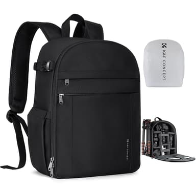 K&F CONCEPT Lightweight Camera Backpack Bag, Professional Photography Bag Compatible with Canon/Nikon/Sony Camera and Lens Accessories, Camera Case with Tripod Strap & Rain Cover
