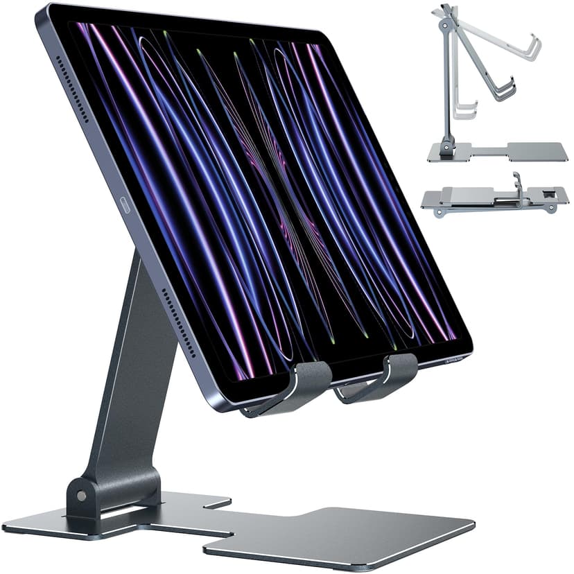 Anozer Tablet Stand,Adjustable Tablet Holder for Desk,Foldable for iPad Stand Dock Holder for iPad Air 5/4/Mini 6/Mini 5/10.2/Pro 12.9/Pro 11,Portable Monitor,Surface (4-13 inch)-Grey