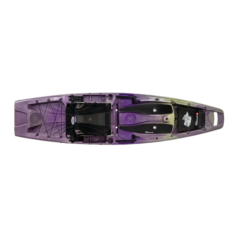 Perception Kayaks - Outlaw 11.5 Fishing Kayak - Sit on Top - Fold Away Lawn Chair Seat - 4 Rod Holders - Integrated Tackle Trays - 11.5 ft - Purple Camo
