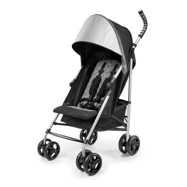 Summer Infant 3Dlite ST Convenience Stroller, Black & Gray - Lightweight Stroller with Steel Frame, Large Seat Area, Multi-Position Recline, Storage Basket - for Travel and More