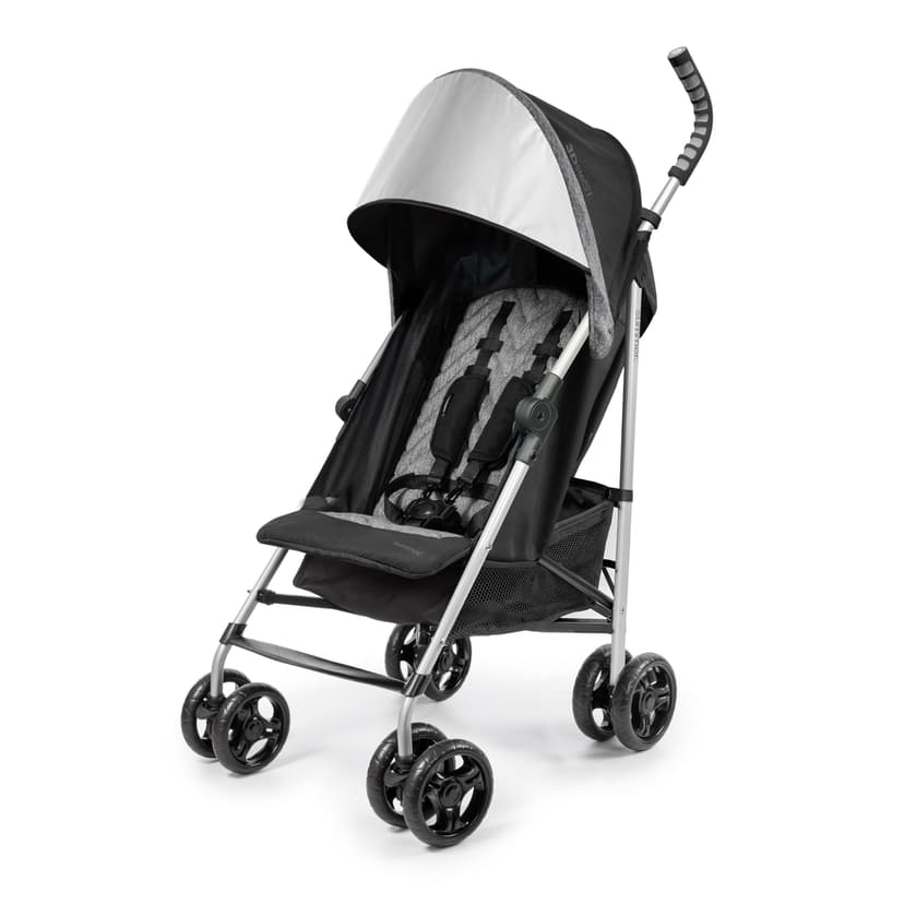 Summer Infant 3Dlite ST Convenience Stroller, Black & Gray - Lightweight Stroller with Steel Frame, Large Seat Area, Multi-Position Recline, Storage Basket - for Travel and More