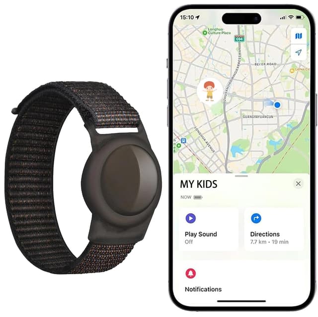 GPS Tracker for Kids (iOS Only) iOS Only Real Time Mini Locator Watch Band for Teens Special Needs and Elderly Hidden Tracking Device Works with Apple Find My No Monthly Fee Smart Safety Solution
