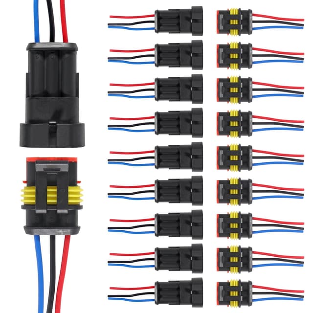 AITRIP 10 PACK 3 Pin Way Waterproof Electrical Wire Connector Plug Automotive Wire Connectors Plug with Wire AWG Marine for car Truck, Boat