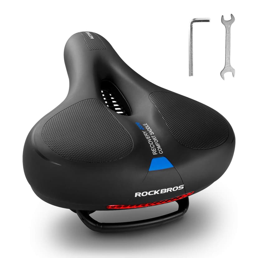 ROCKBROS Bike Seat Cushion for Men Women with Dual Shock Absorbing Ball Memory Foam - Ergonomic Bike Saddle, Handle for Easy Transport Soft Wide Waterproof Exercise Bicycle Seat for Peloton, Road Bike