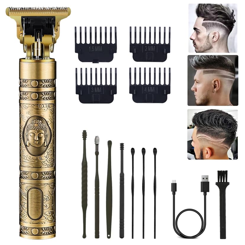 PXLISIE Hair Clippers for Men, Professional Cordless Rechargeable Beard Trimmer Gold Kit with Guide Combs