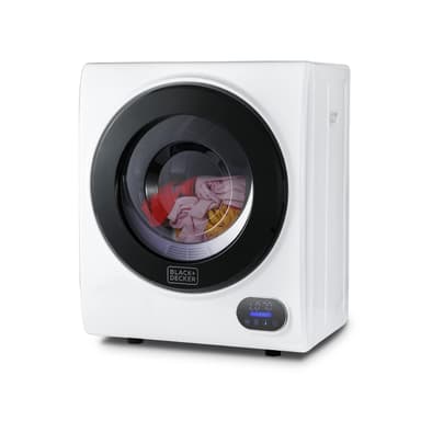 BLACK+DECKER 1.5 Cu. Ft. Compact Dryer, 5.5 lb. Capacity, 850W 120V Vented Electric Drying Machine with Stainless Steel Drum, Portable Dryer for Laundry for Standard Wall Outlet, BCED15, White