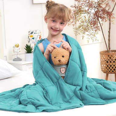 BETU Weighted Blanket 10lbs, Heavy Throw Blanket for 80-120lbs, Big Blankets Weighted Comforter,Cyan,40"x60"