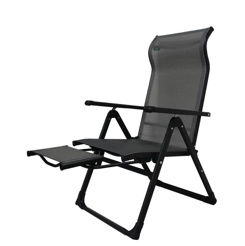 Caravan Sports Ergo+ - Adjustable Outdoor Patio Camping Lounge with Footrest & Headrest, Steel Frame Weather-Resistant Fabric – Folding Outdoor Chair