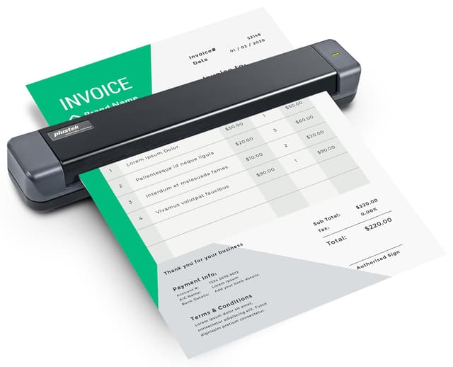 Plustek Mobile Scanner S410 Plus - Portable Sheet-Fed Document Scanner - for Windows 7 / 8 / 10 / 11, Featuring Button-Free Scanning with Included OCR Software