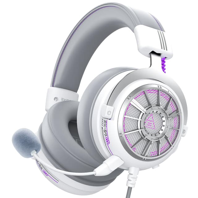 EKSA StarEngine S PC Gaming Headset-Stereo Surround Sound for PS4 PS5 Xbox One Xbox Series X/S, Over Ear Headphones with Noise Cancelling Mic, 50mm Drivers, 3.5mm Wired Headphones for Computer (White)
