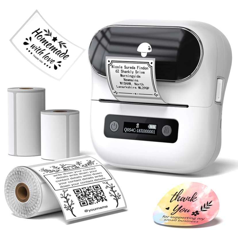 Phomemo Label Maker, M220 Barcode Printer, Thermal Bluetooth Label Printer for Address, Clothing, Warehouse, Mailing,Compatible with Phone & Laptop