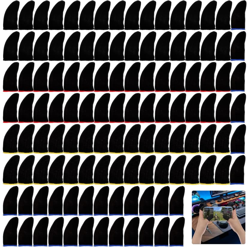 YUXIANLB 120 Pieces Finger Sleeves for Gaming, Colored Thumb Sleeve Mobile Game Controller Finger Cover Anti Sweat Breathable Seamless Touchscreen Silver Fiber for Mobile Phone Game