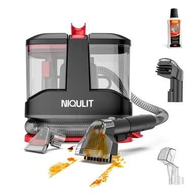 Portable Carpet and Upholstery Cleaner, 15Kpa Spot Cleaner Machine for Pets, Furniture Cleaner for Sofa, Area Rugs, Couch and Car, Carpet Cleaning Machine with Dual Brush Heads & Self-Cleaning System