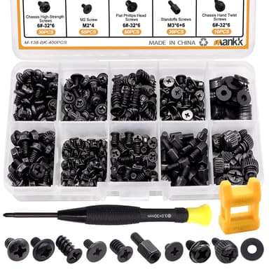 mankk 400PCS Computer Screws Motherboard Standoffs, PC Case, Fan, SSD, CD-ROM Screws for DIY PC Installation and Repair