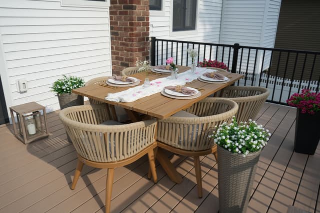 PURPLE LEAF 7 Pieces Outdoor Dining Set with Patio Aluminium Dining Table and Wicker Chairs Modern Furniture Cushions Sets for Backyard Indoor Decor Kitchen Teak