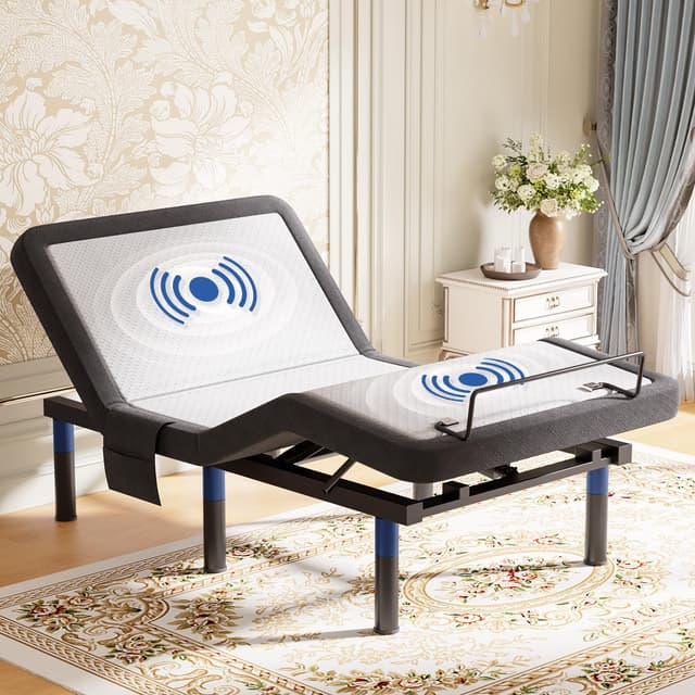 Tami Tami Adjustable Bed Frame Twin XL with Massage, Ergonomic Head&Foot Incline - Luxury Zero Gravity Electric Base with 4 USB Ports, 2 LED Nightlight, Wireless Remote, Side Pocket, 3 Height Options