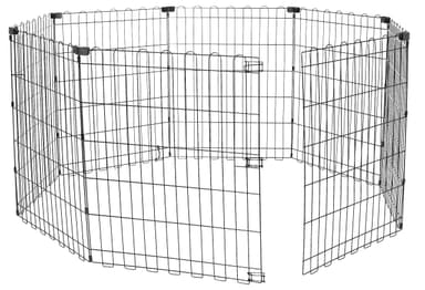 Amazon Basics Foldable Octagonal Metal Exercise Dog Playpen - Indoor/Ou, , Blacktdoor, No Door, Small (8 Panels, 24 x 30), Easy to assemble, store, and customize, 30" - Small, Black