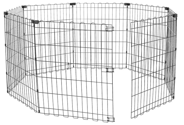Amazon Basics Foldable Octagonal Metal Exercise Dog Playpen - Indoor/Ou, , Blacktdoor, No Door, Small (8 Panels, 24 x 30), Easy to assemble, store, and customize, 30" - Small, Black