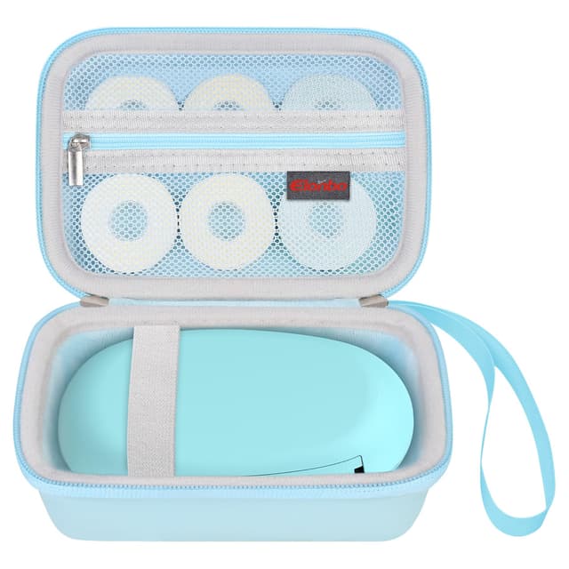 Elonbo Carrying Case for SUPVAN E10 Bluetooth Label Maker Machine, Portable Mini Thermal Label Printer Storage Holder, Wireless Small Handheld Sticker Maker Travel Bag, Pocket Fits Paper, Blue