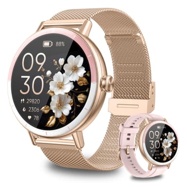 KEEPONFIT Smart Watches for Women Android/iPhone, IP68 Waterproof Fitness Tracker with Bluetooth Calls(Answer&Make), Activity Pedometer/Heart Rate/SpO2 Monitor/100+ Sports Model