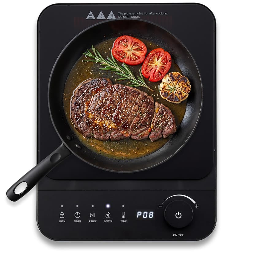 Elite Gourmet EIND57B SlimStore™ Induction Cooktop, Touch Controls, Ultra Thin 2" Profile, 10 Power Levels, Temps 140°F to 465°F, Fast Heat Up, Black