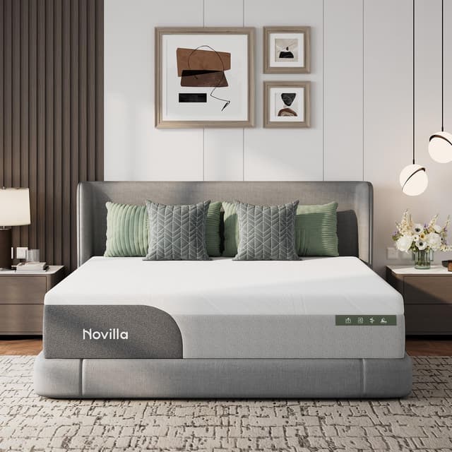 Novilla Bliss Cooling Queen Size Mattress, 12 Inch Gel-Infused Memory Foam Mattress Queen Size in a Box with Cool-Touch Nylon Cover, Pressure Relief & Body Support with CertiPUR-US Certified Foam