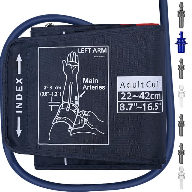 Alcarefam Large Blood Pressure Cuff, 8.7”-16.5” (22-42CM) BP Cuff Compatible with Omron BP Monitor, Replacement Cuff for Adult Big Arms, 7 Connectors