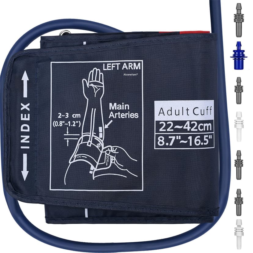 Alcarefam Large Blood Pressure Cuff, 8.7”-16.5” (22-42CM) BP Cuff Compatible with Omron BP Monitor, Replacement Cuff for Adult Big Arms, 7 Connectors