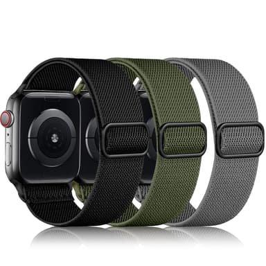 DaQin 3 Pack Stretchy Solo Loop Compatible with Apple Watch Bands for Men 42mm 41mm 40mm 38mm, Soft Nylon Braided Elastic Strap for iWatch Band Series 11 10 9 8 7 6 5 4 3 SE Ultra 3 Ultra 2 Ultra